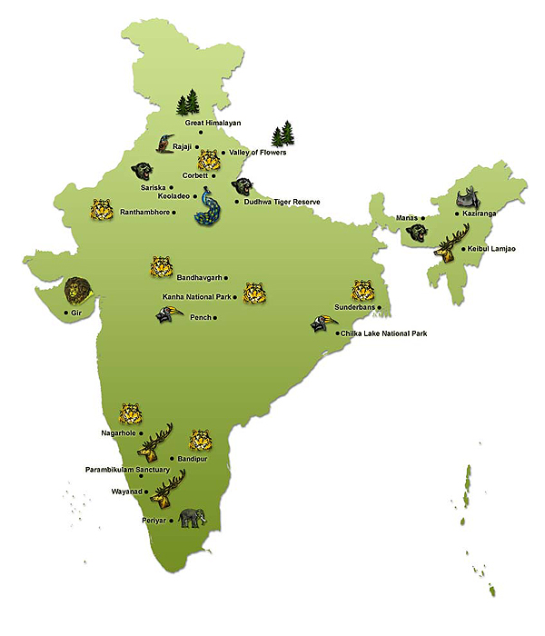 Wildlife India Map